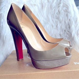 Christian Louboutin bambou 140 metal patent calf peep-toe